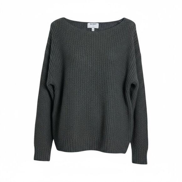 Old Navy Slouchy Cozy Boat Neck Knit Pullover Sweater Charcoal Gray Size XL - Picture 1 of 8